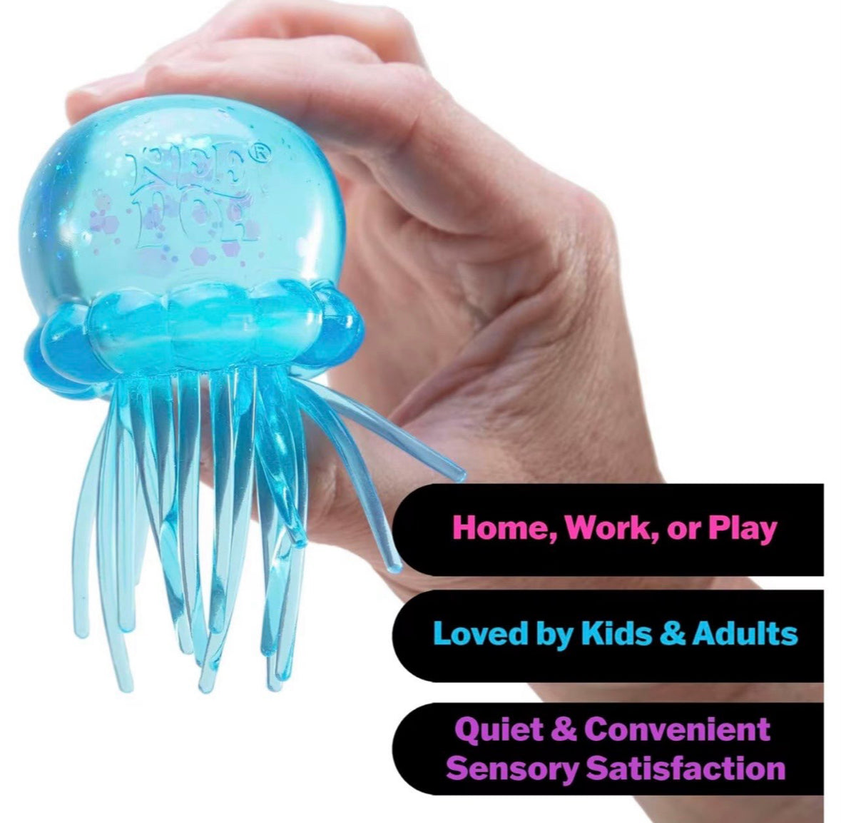 Nee Doh Jellyfish Design Squeeze Stress Ball, Ultra Soft Slow Rise Sensory Fidget Toy