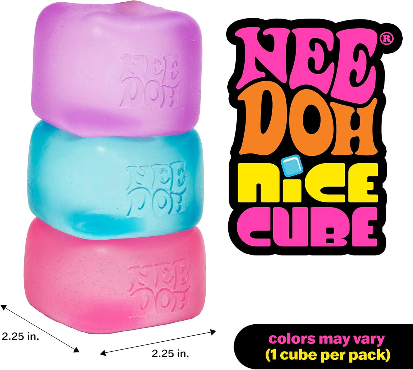 NeeDoh Nice Ice Cube – Sensory Squeeze Toy – Super Solid Squish